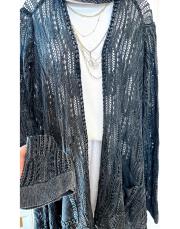 pamuk ip triko dantel hırka siyah 3