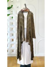 pamuk ip triko dantel hırka kahverengi