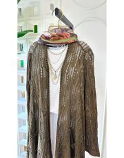 pamuk ip triko dantel hırka kahverengi 2