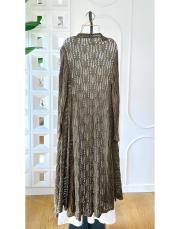 pamuk ip triko dantel hırka kahverengi 3