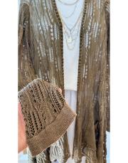 pamuk ip triko dantel hırka kahverengi 4