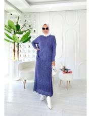 jade file örgü pamuk triko etekli takım lila 2