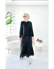 jade file örgü pamuk triko etekli takım siyah 2