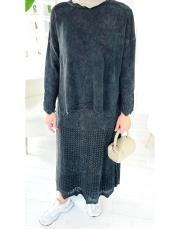 jade file örgü pamuk triko etekli takım siyah 3