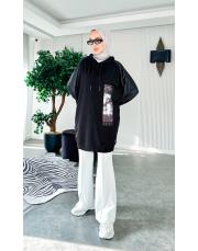 barbel tasarım  iki ip tunik siyah