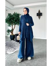 %100 pamuk üçlü triko takım lacivert