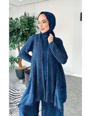 %100 pamuk üçlü triko takım lacivert 2