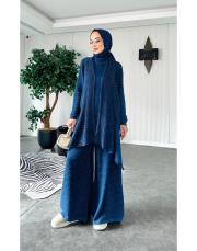 %100 pamuk üçlü triko takım lacivert 3