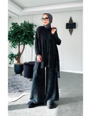 %100 pamuk üçlü triko takım siyah