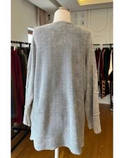 asimetrik %100 pamuk ip  bluz tunik gri 3
