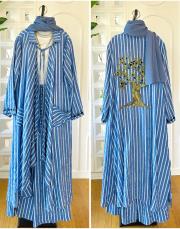 hayat ağacı nakışlı tasarım takım kot mavi