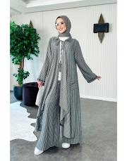 hayat ağacı nakışlı tasarım takım antrasit