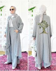 hayat ağacı nakışlı tasarım takım gri