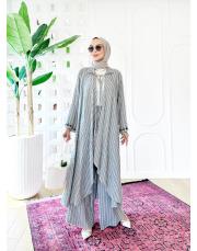 hayat ağacı nakışlı tasarım takım gri 3