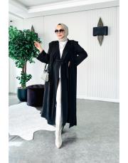 arya şal yaka uzun kap siyah