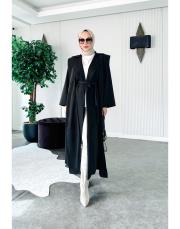 arya şal yaka uzun kap siyah 3