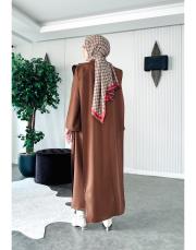 arya şal yaka uzun kap kahve 2