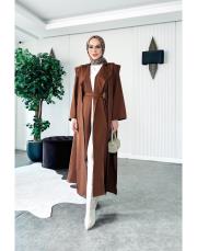 arya şal yaka uzun kap kahve 3