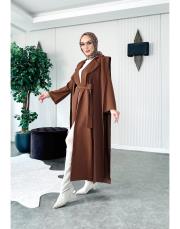 arya şal yaka uzun kap kahve 4