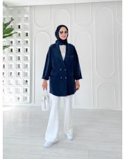 tencel yıkamalı oversıze ceket lacivert
