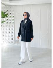 tencel yıkamalı oversıze ceket siyah 2