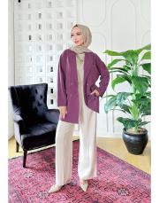 tencel yıkamalı oversıze ceket bordo