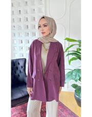 tencel yıkamalı oversıze ceket bordo 2