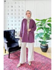 tencel yıkamalı oversıze ceket bordo 3