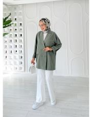 tencel yıkamalı oversıze ceket açık haki  2