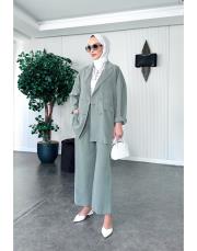 tencel arka lastikli yıkamalı pantolon açık haki 