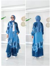 ithal kaşvi keten takım mavi