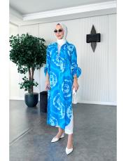 ithal batik uzun gömlek mavi 2