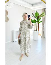 ithal batik uzun gömlek taş