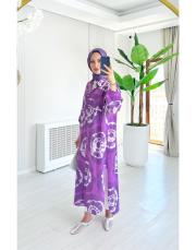 ithal batik uzun gömlek leylak 2