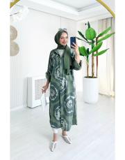 ithal batik uzun gömlek haki