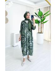 ithal batik uzun gömlek haki 2