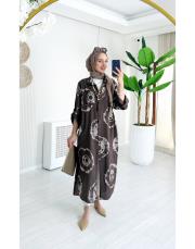 ithal batik uzun gömlek kahve 2