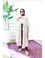 melina tahta düğmeli kap krem 2