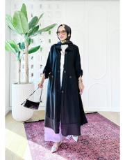 melina tahta düğmeli kap siyah