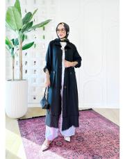 melina tahta düğmeli kap siyah 2