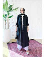 melina tahta düğmeli kap siyah 3