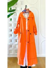 melina tahta düğmeli kap turuncu