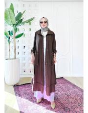 melina tahta düğmeli kap kahve 2