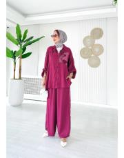 jasmin ithal  tencel takım mürdüm 2