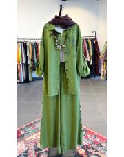 jasmin ithal  tencel takım çimen yeşili 