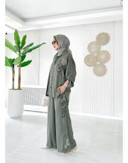 jasmin ithal  tencel takım haki