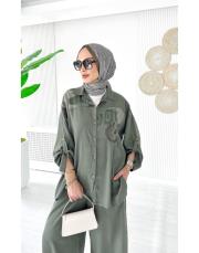 jasmin ithal  tencel takım haki 2