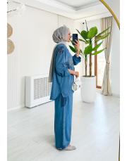 jasmin ithal  tencel takım indigo 3