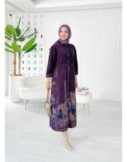 ithal cindy kadife gömlek elbise mor
