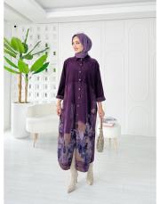 ithal cindy kadife gömlek elbise mor 2